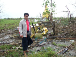 On May 2nd 2008 the cyclone Nargis struck the west coast of Myanmar. We were able to provide hundreds of displaced adults and children with shelter and the basics necessities for survival