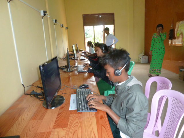 A new computer lab at Daw Hut Taw Jr. high school near Mandala
