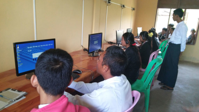 A new computer lab at Daw Hut Taw Jr. high school near Mandala